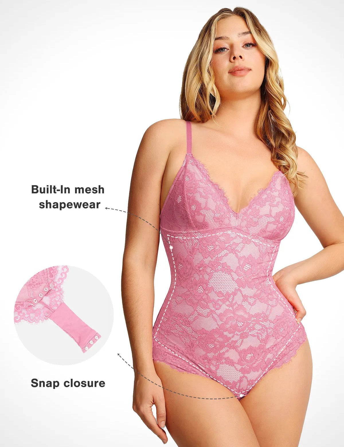 Popilush® Tops Body Shaper Jumpsuit The Shapewear Bodysuit Lace Smooth Firm Control Thong