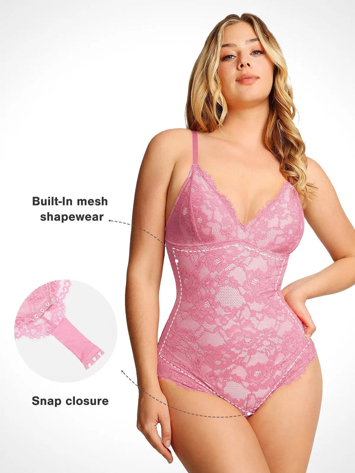 Popilush® Tops Body Shaper Jumpsuit The Shapewear Bodysuit Lace Smooth Firm Control Thong