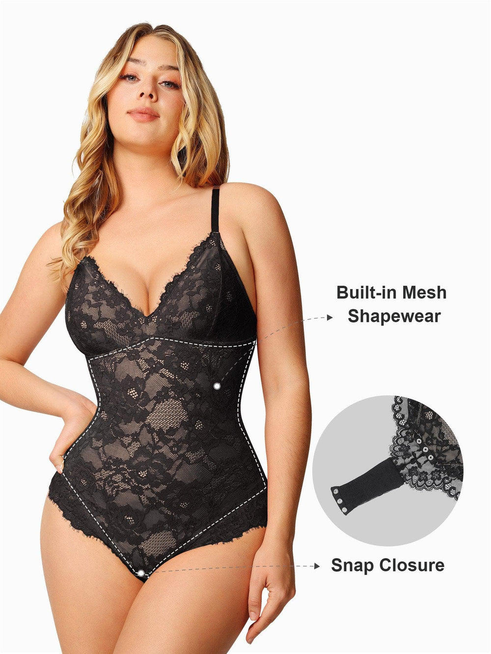 Popilush® Tops Body Shaper Jumpsuit The Shapewear Bodysuit Lace Smooth Firm Control Thong