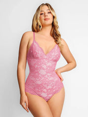 Popilush® Tops Body Shaper Jumpsuit Pink / S The Shapewear Bodysuit Lace Smooth Firm Control Thong