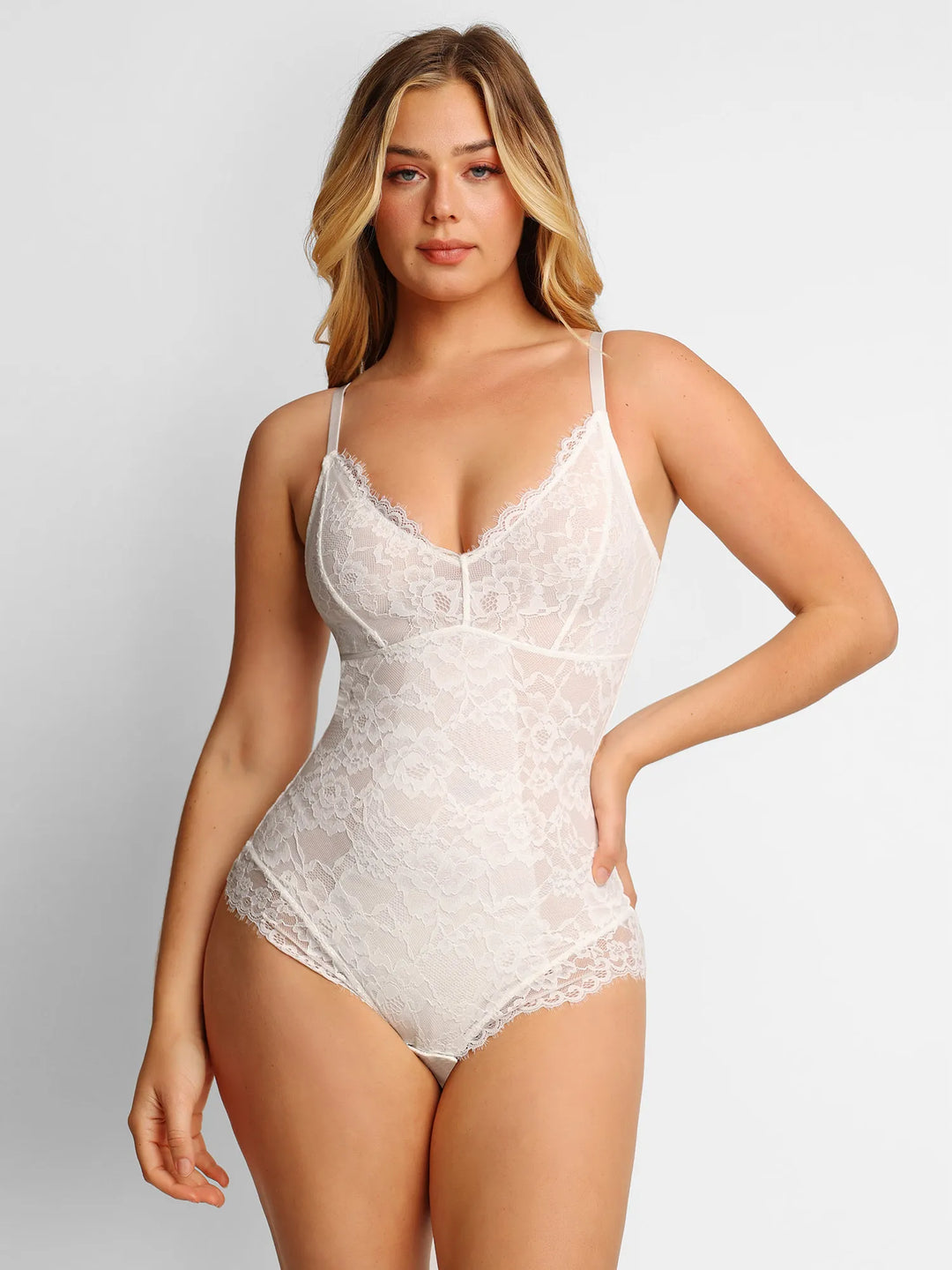 Popilush® Tops Body Shaper Jumpsuit White / S The Shapewear Bodysuit Lace Smooth Firm Control Thong