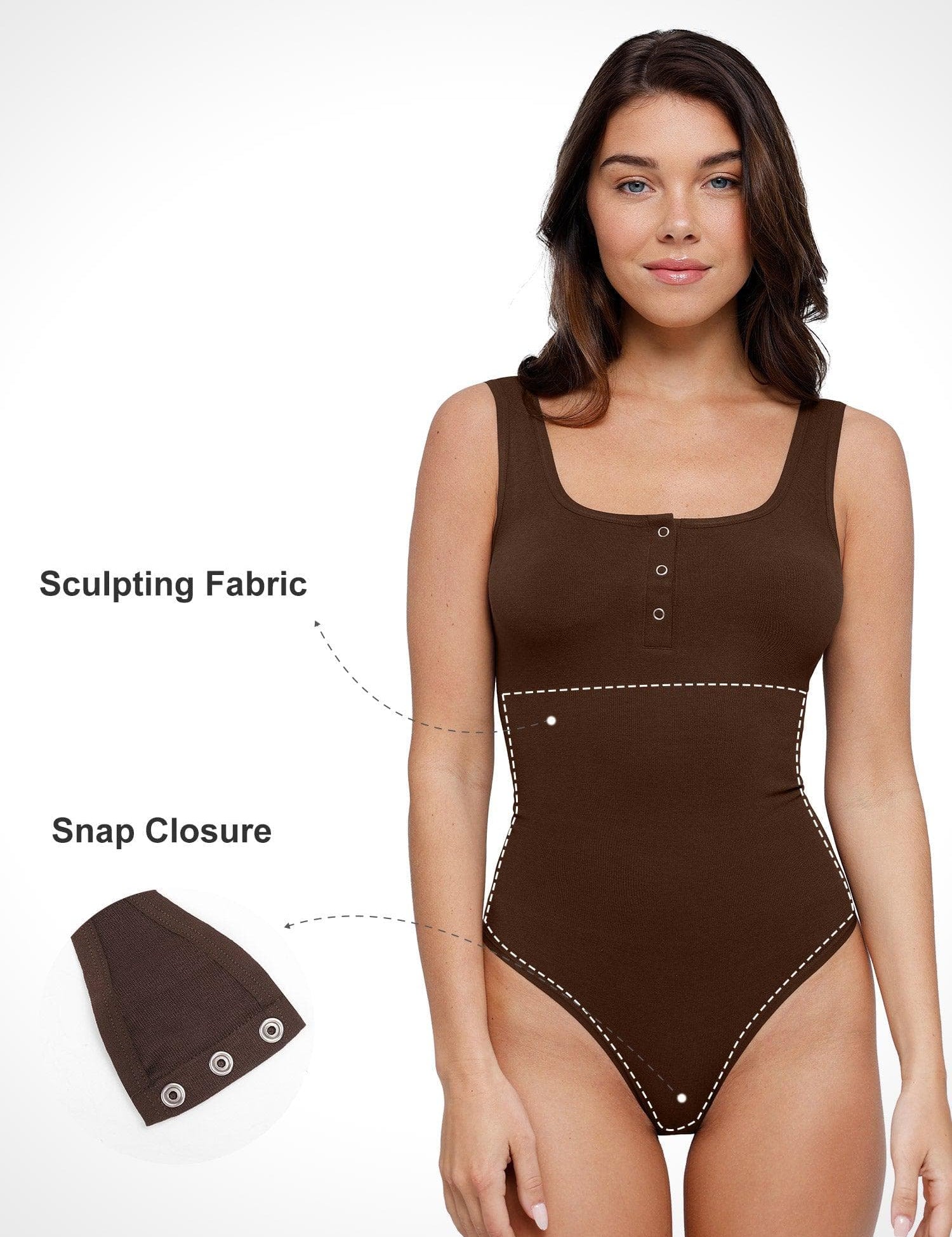 Popilush® Comfy Tops Body Shaper Tank Seamless Modal Shapewear Square Neck Bodysuit