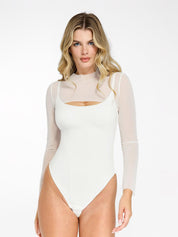 Popilush® Sexy Tops Body Shaper Long Sleeve White / XS The Shapewear Bodysuit Sheer Mesh Cutout Set