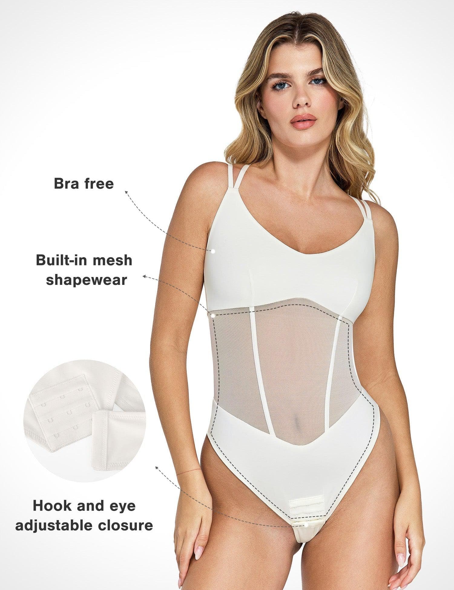 Popilush® Sexy Tops Body Shaper Tank The Shapewear Bodysuit with Mesh Detail