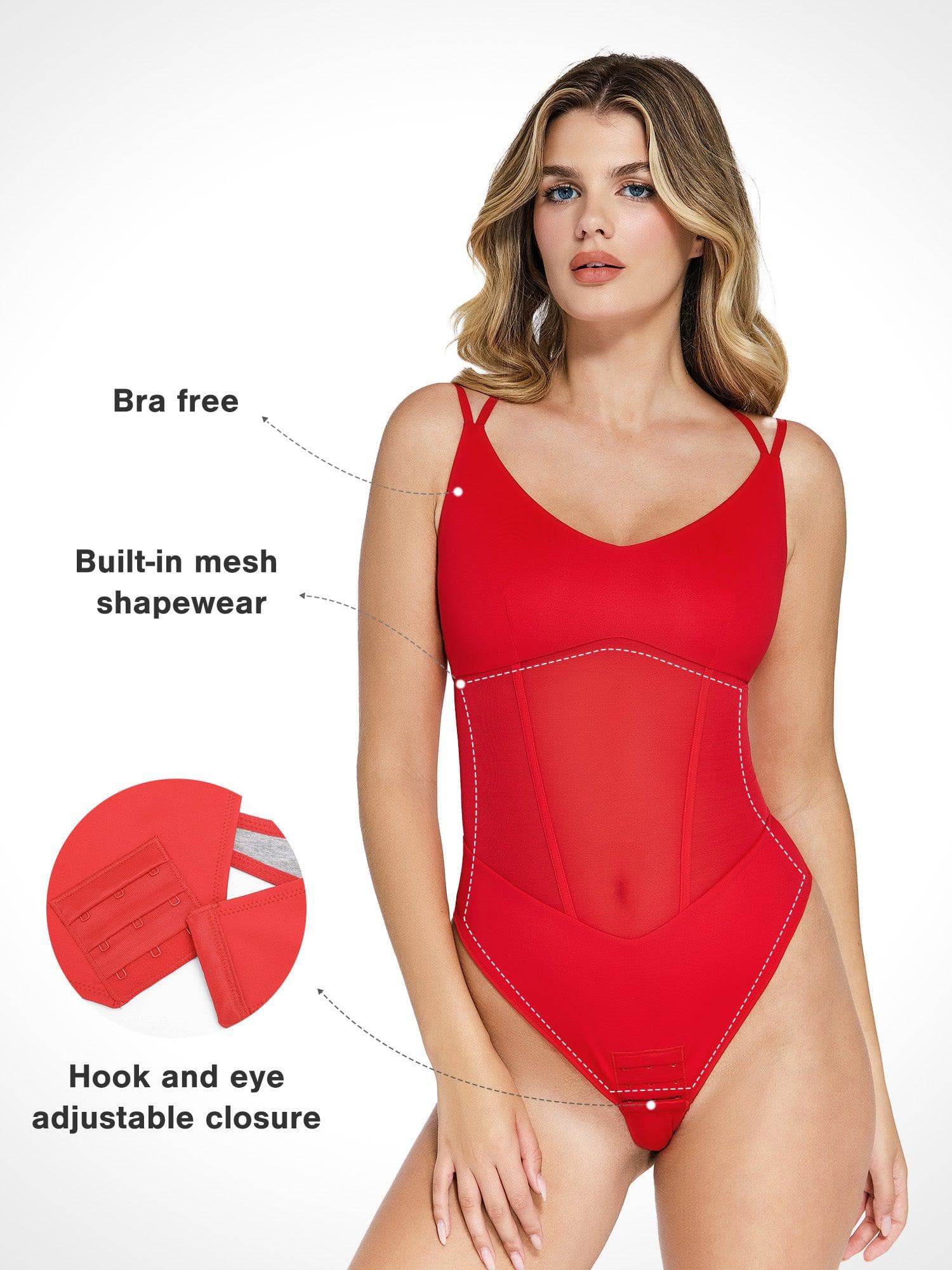 Popilush® Sexy Tops Body Shaper Tank The Shapewear Bodysuit with Mesh Detail