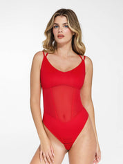 Popilush® Sexy Tops Body Shaper Tank Red / S The Shapewear Bodysuit with Mesh Detail