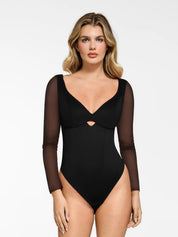 Popilush® Tops Body Shaper Long Sleeve Black / XS The Shapewear Bodysuit with Mesh Sleeves