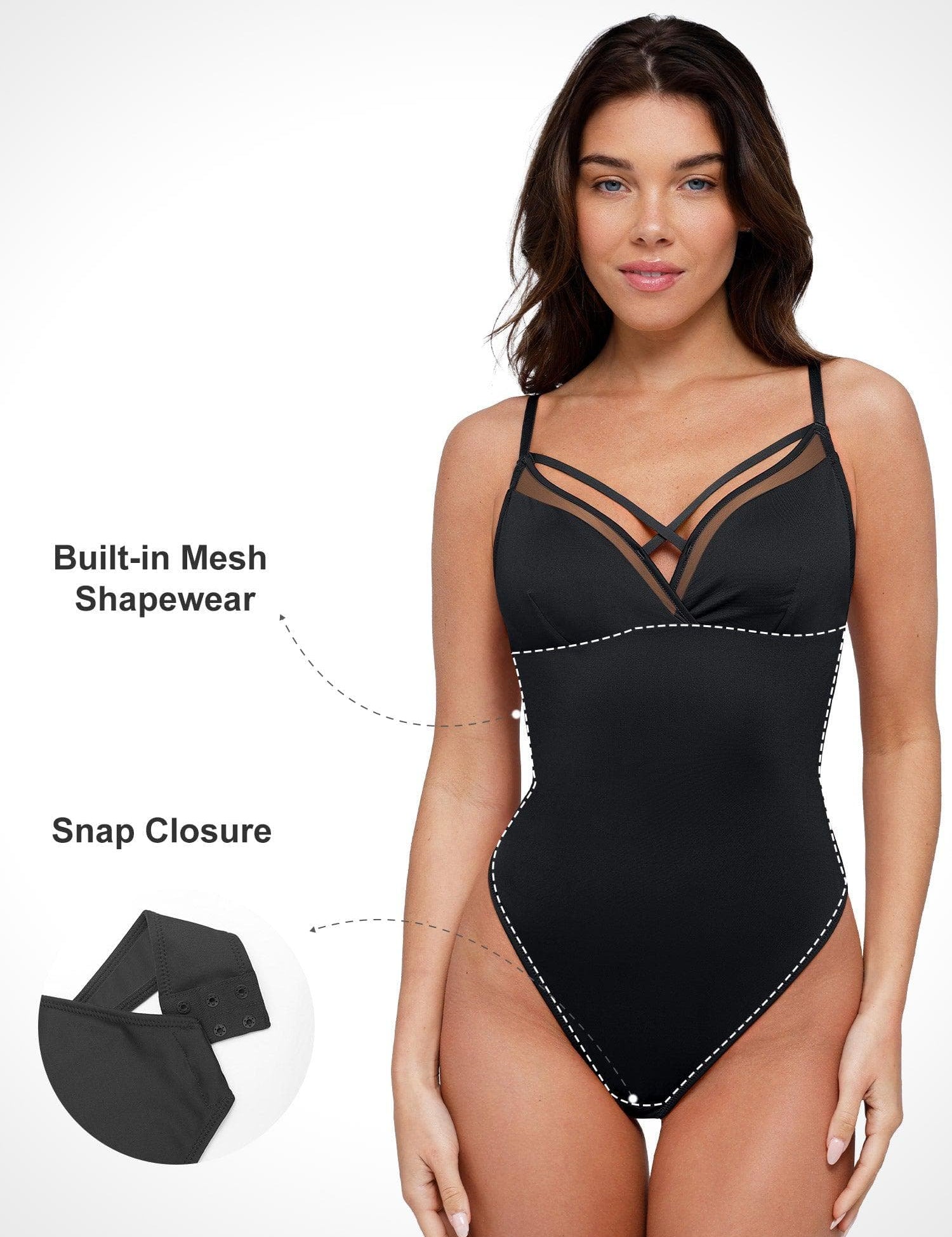 Popilush® Sheer Mesh Shapewear Cut-Out Bodysuit