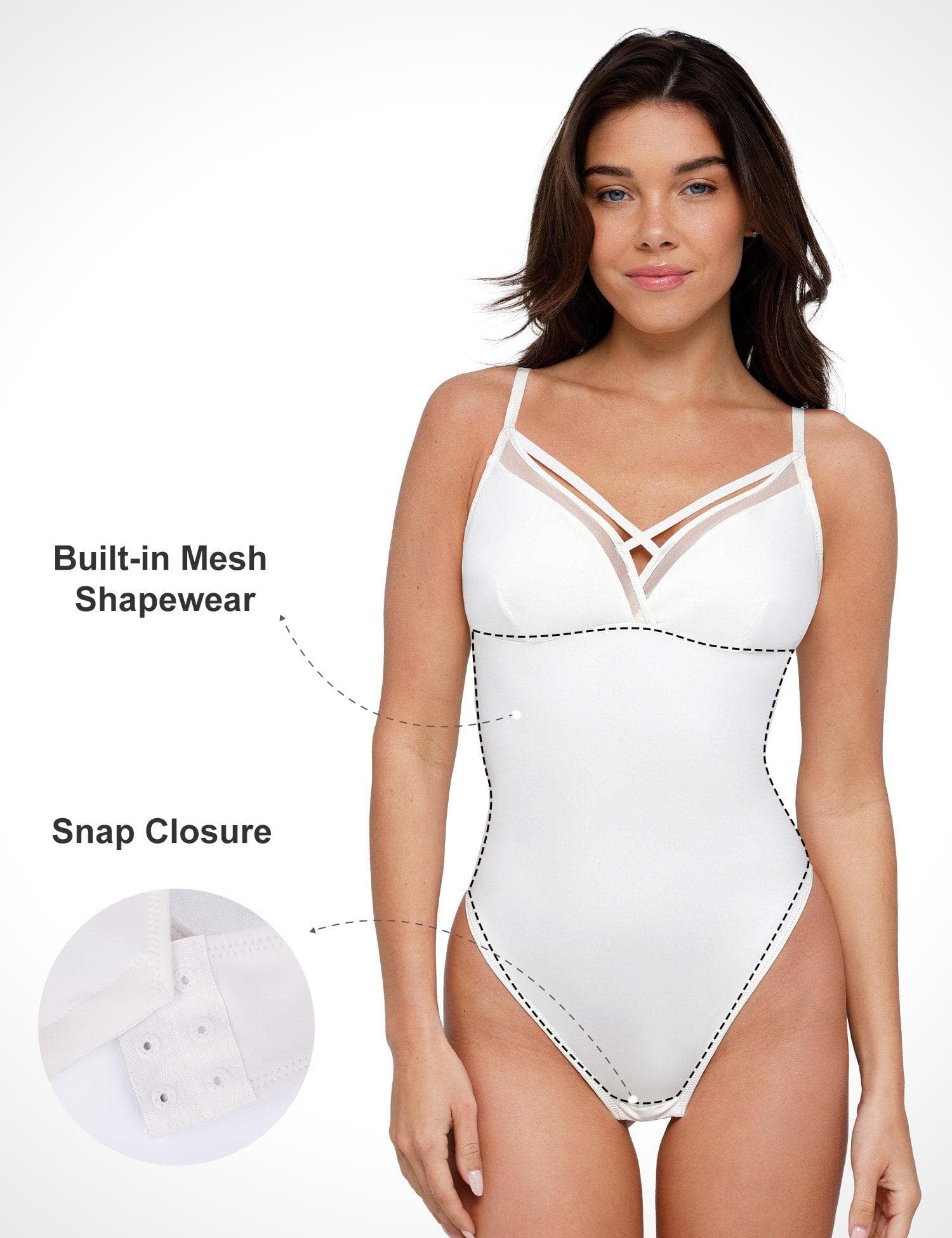 Popilush® Sheer Mesh Shapewear Cut-Out Bodysuit