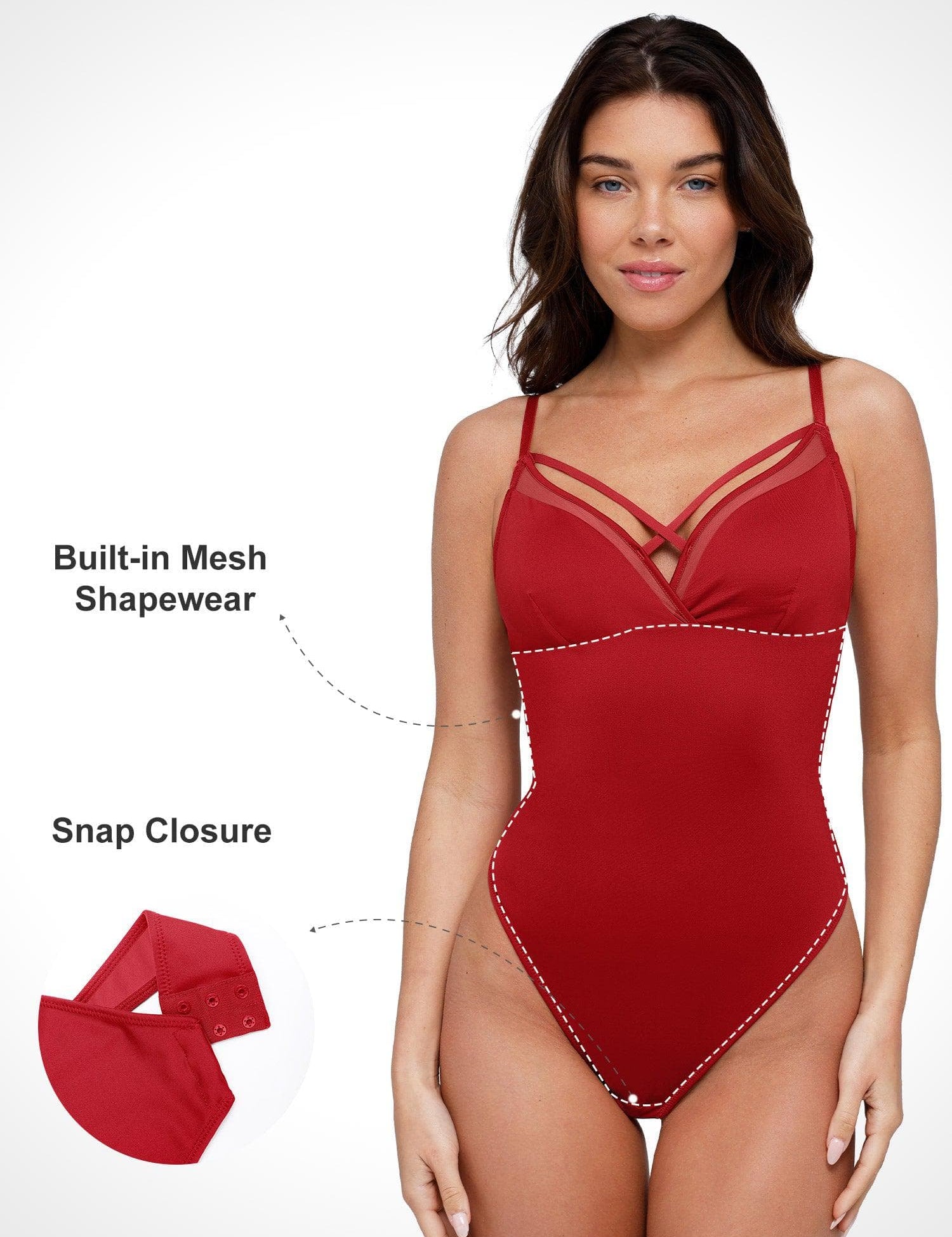 Popilush® Sheer Mesh Shapewear Cut-Out Bodysuit