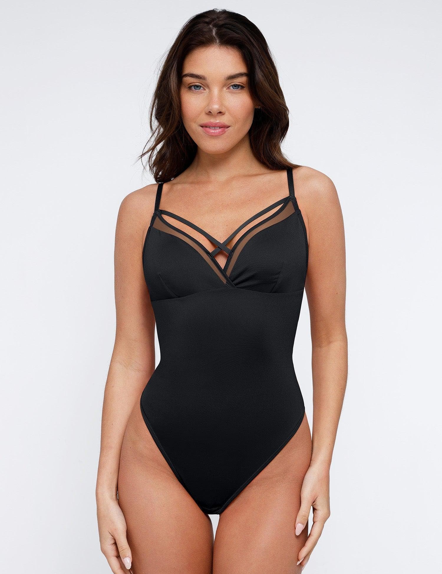  S Sheer Mesh Shapewear Cut-Out Bodysuit