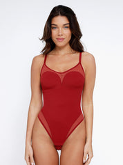 Popilush® Sexy Tops Body Shaper Tank Slip / Wine / XS Sheer Mesh Shapewear Cut-Out Bodysuit