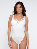 Popilush® Sexy Tops Body Shapers Mesh Cut-Out / White / S Sheer Mesh Shapewear Thong Bodysuits