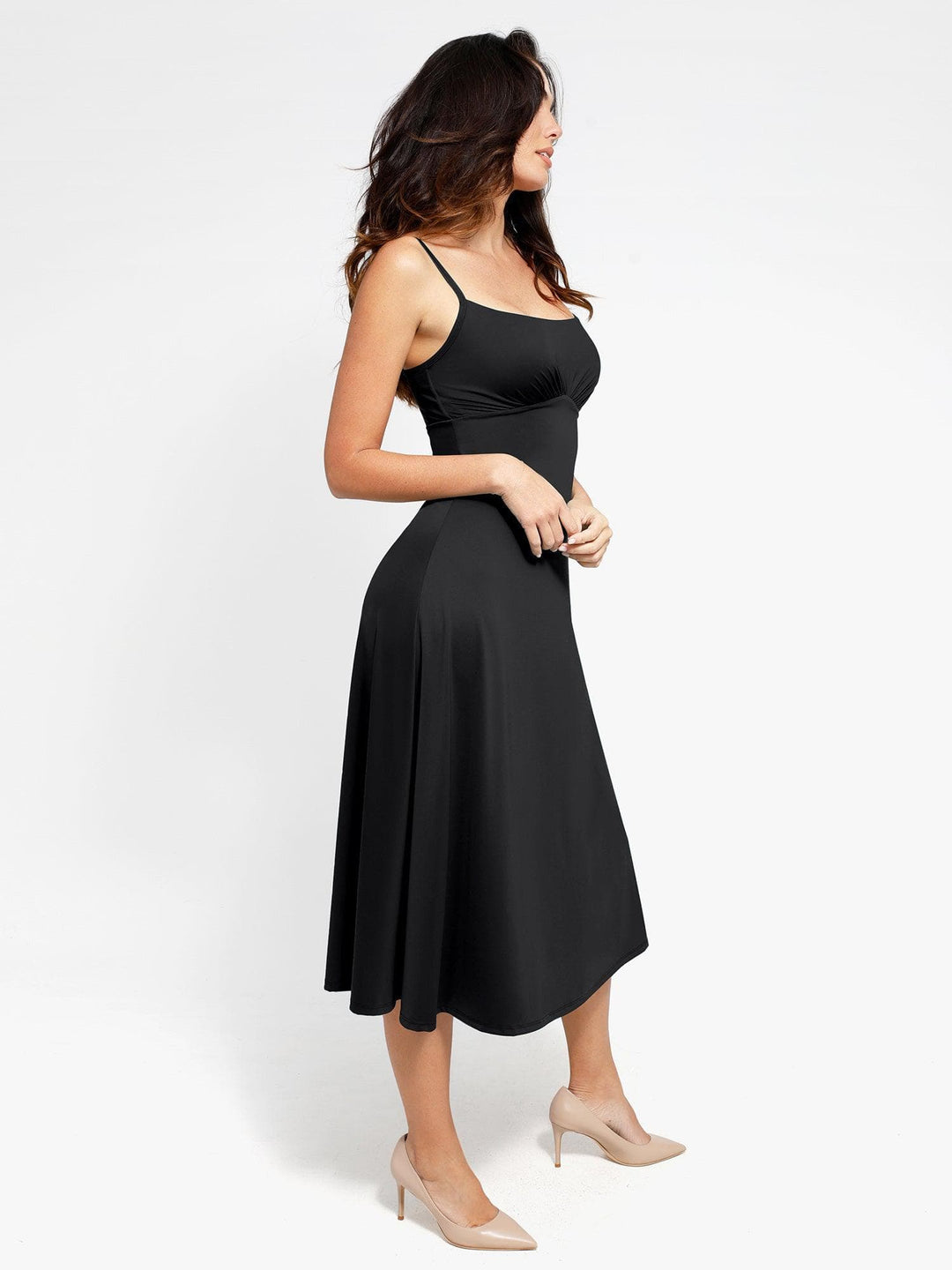 Popilush® Built-In Shapewear A-Line Slip Midi Dress