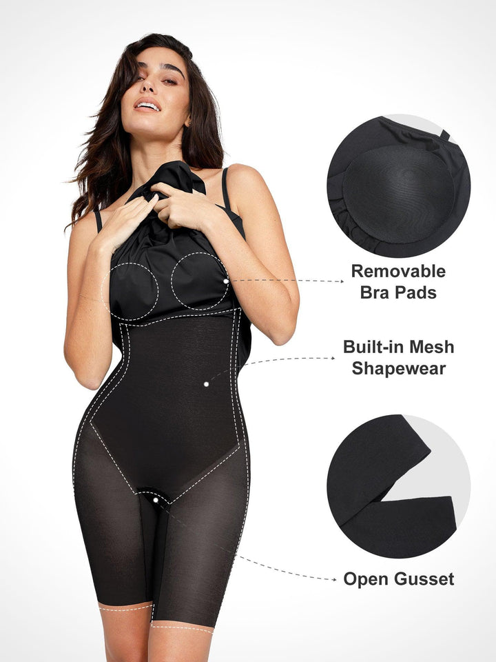 Popilush® Built-In Shapewear A-Line Slip Midi Dress