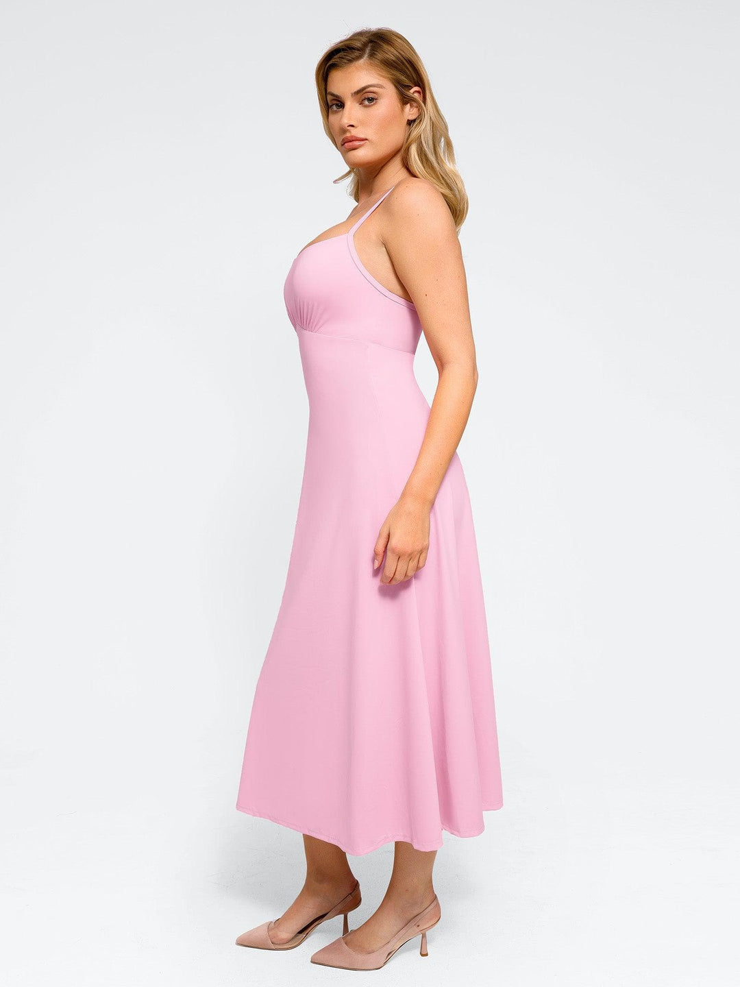 Popilush® Casual Daily Dress Built-In Shapewear A-Line Slip Midi Dress