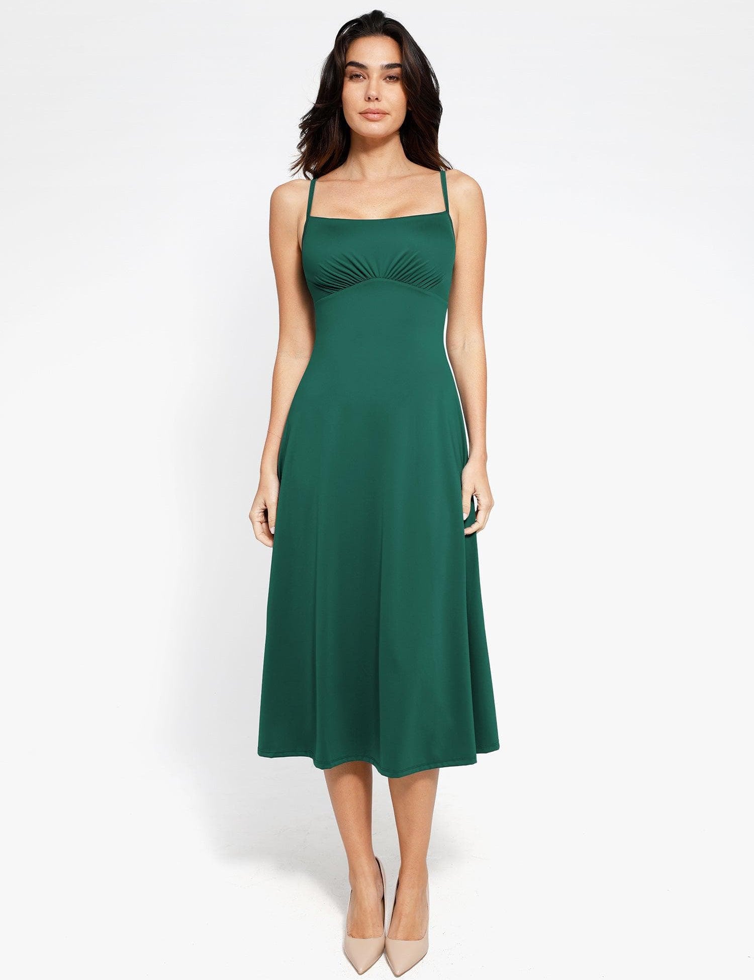 Popilush® Built-In Shapewear A-Line Slip Midi Dress