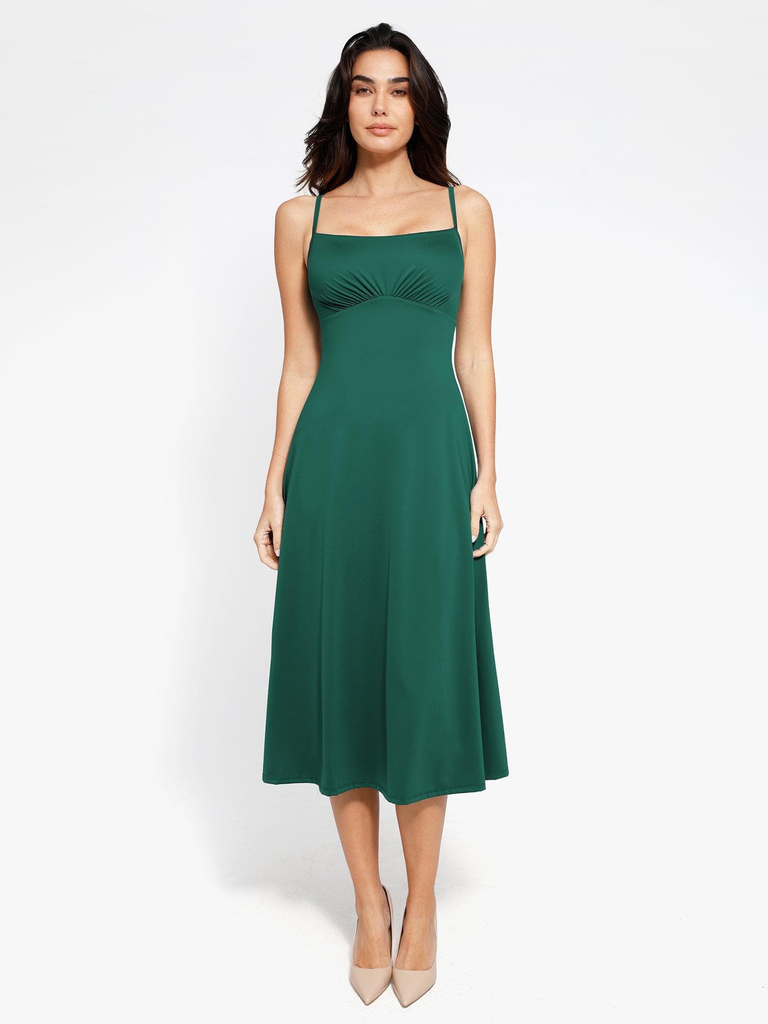 Popilush® Built-In Shapewear A-Line Slip Midi Dress