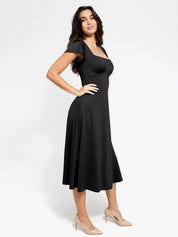 Popilush® Casual Daily Dress The Shapewear Dress A-Line Square Neck Midi