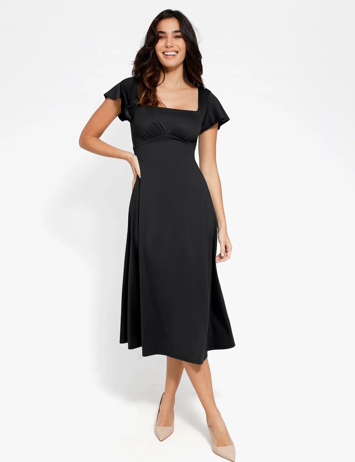  XS The Shapewear Dress A-Line Square Neck Midi