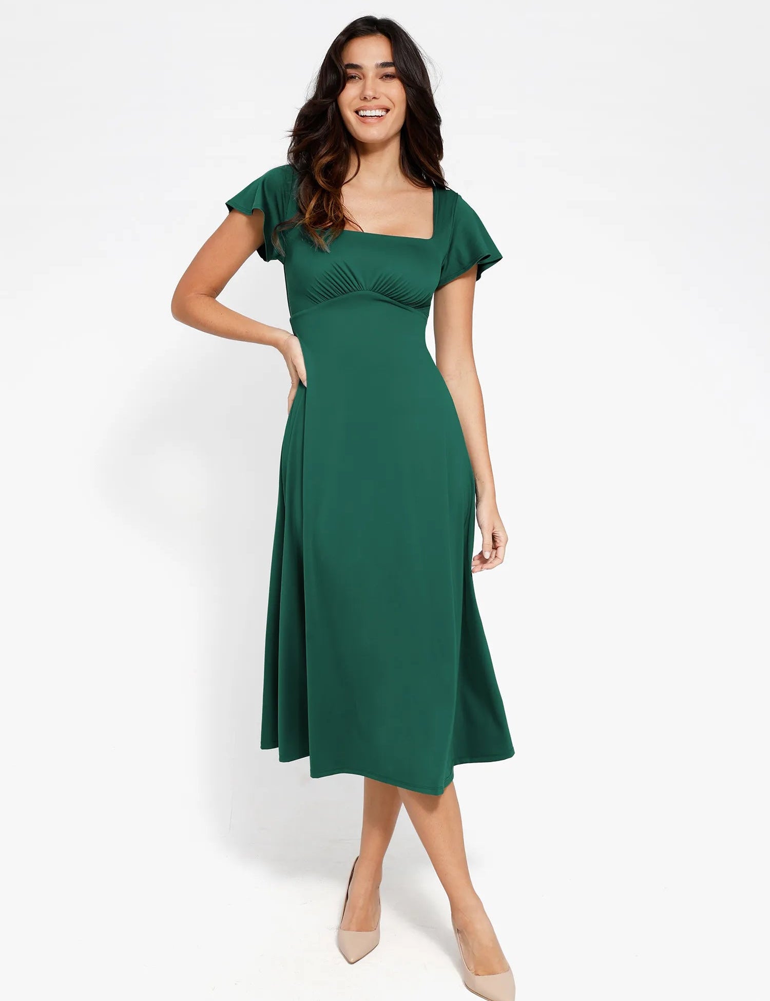  XS The Shapewear Dress A-Line Square Neck Midi