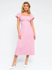 Popilush® Casual Daily Dress Pink / XS The Shapewear Dress A-Line Square Neck Midi