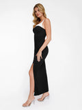 Popilush® Formal Bodycon Party Summer Cocktail Casual Gown The Shapewear Dress Contrast Trim Maxi