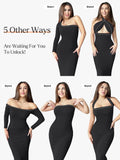 Popilush® Square Neck Bodycon Maxi Long Dress The Shapewear Dress Long Sleeve Maxi