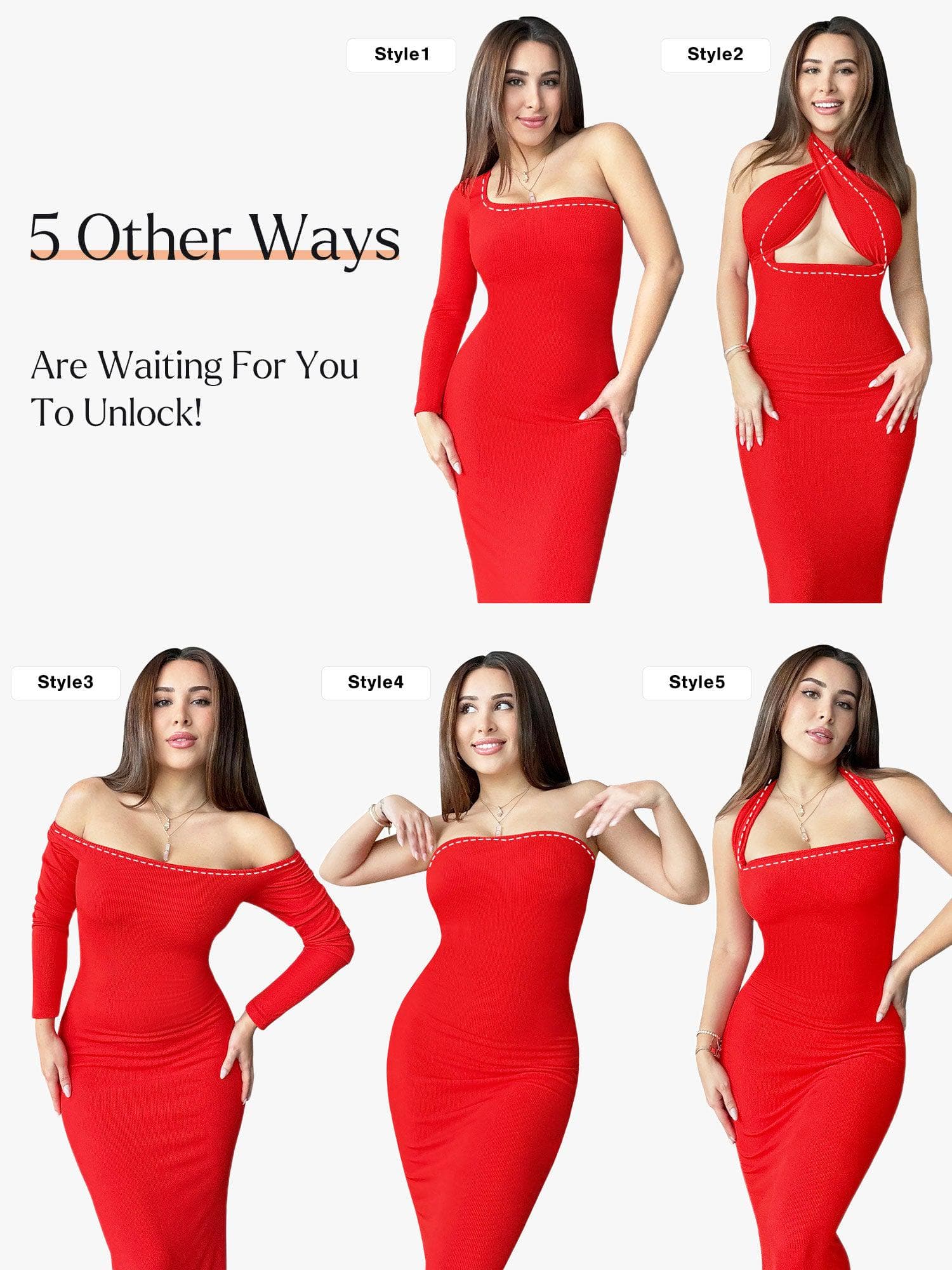 Popilush® Square Neck Bodycon Maxi Long Dress The Shapewear Dress Long Sleeve Maxi