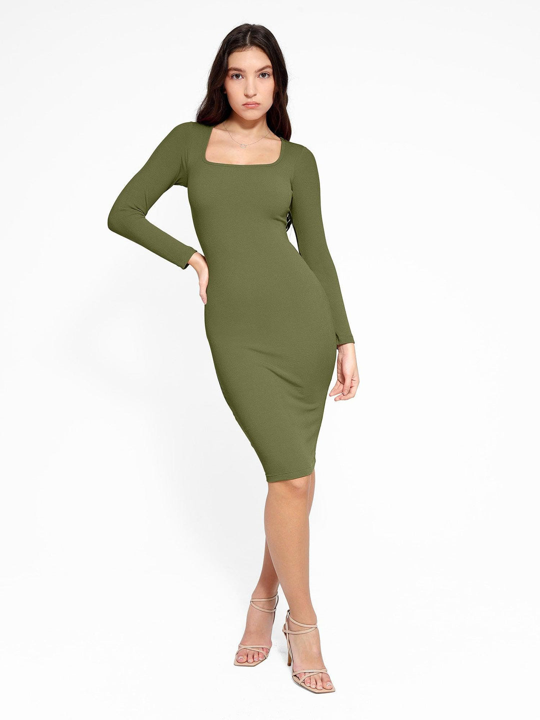 Popilush® Bodycon Short Dress The Shapewear Dress Long Sleeve Midi