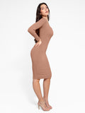 Popilush® Bodycon Short Dress The Shapewear Dress Long Sleeve Midi