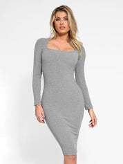 Popilush® Bodycon Short Dress The Shapewear Dress Long Sleeve Midi