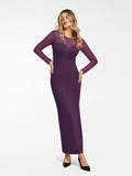 Popilush® Formal Bodycon Party Cocktail Backless Gown Winter Purple / XS The Shapewear Dress Long Sleeve Sheer Mesh Maxi