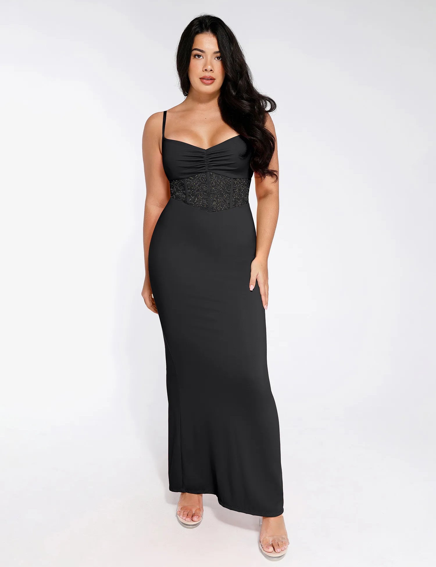  S The Shapewear Dress Mermaid Hem Lace Slip Maxi