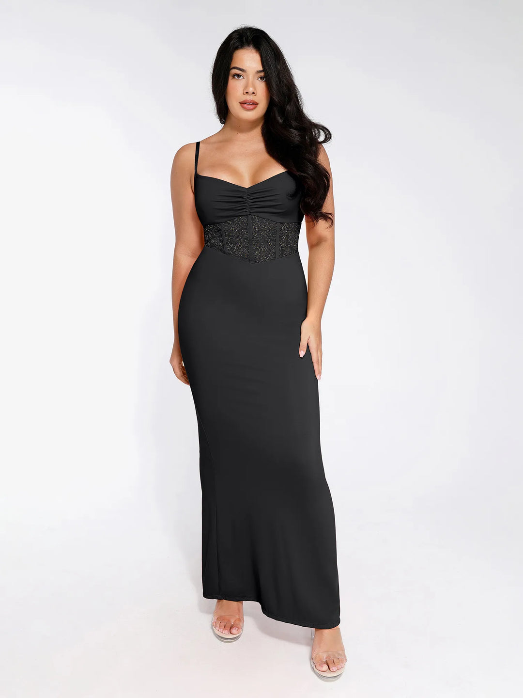 Popilush® Formal Bodycon Party Summer Cocktail Gown Black / S The Shapewear Dress Mermaid Hem Lace Slip Maxi