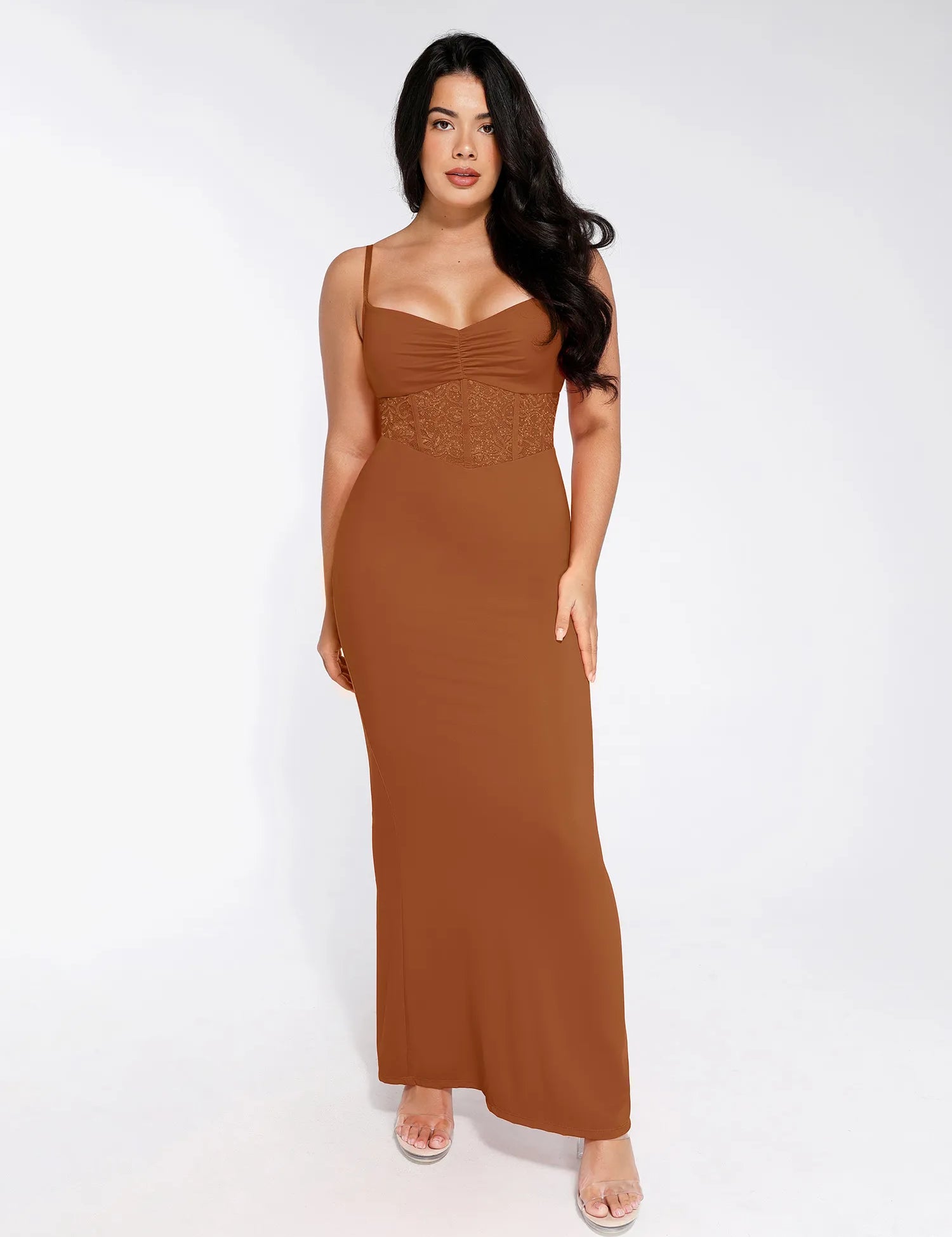  S The Shapewear Dress Mermaid Hem Lace Slip Maxi