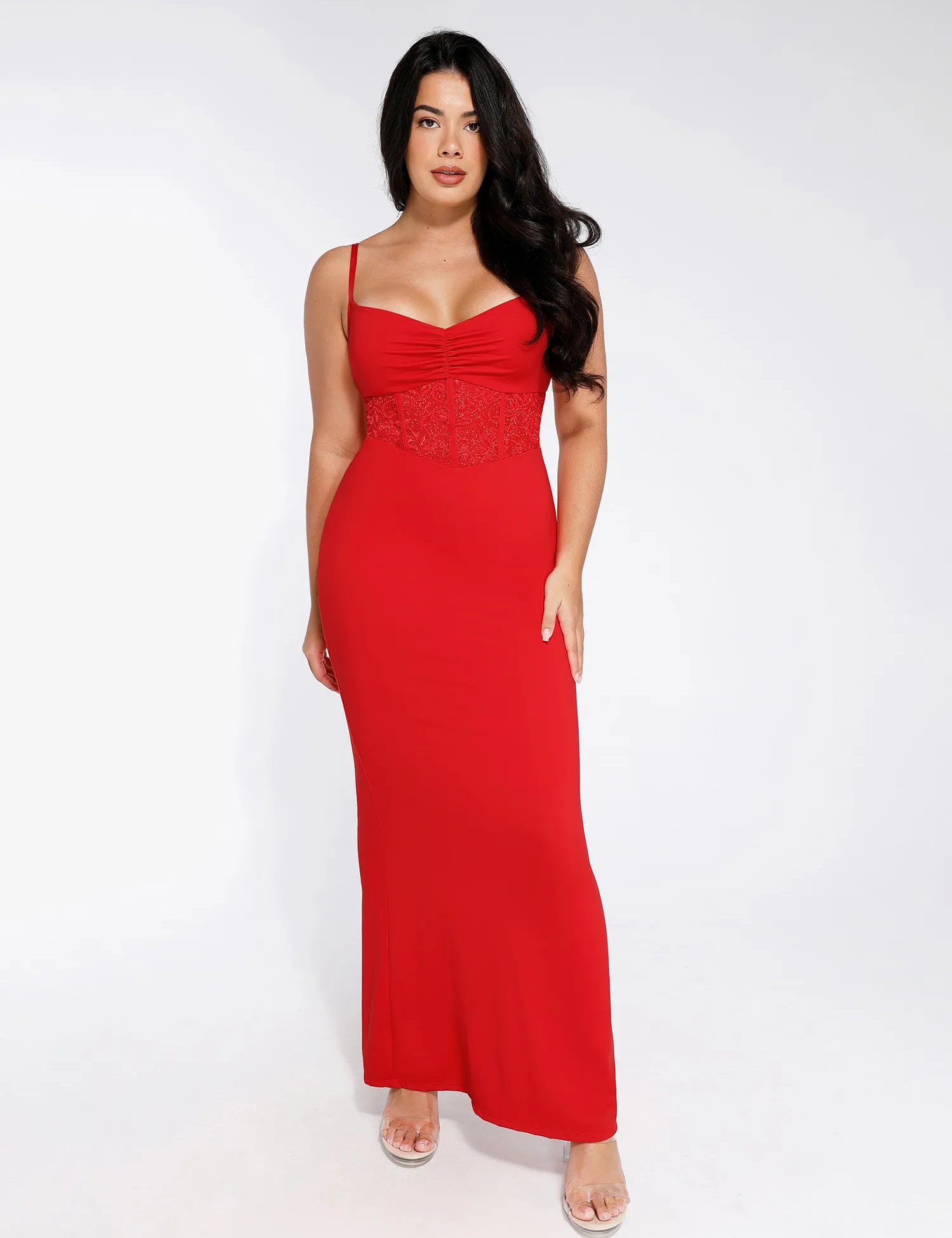  S The Shapewear Dress Mermaid Hem Lace Slip Maxi