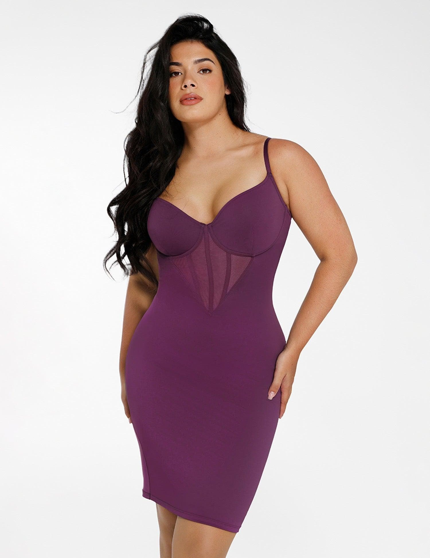  XS The Shapewear Dress Midi with Mesh Detail