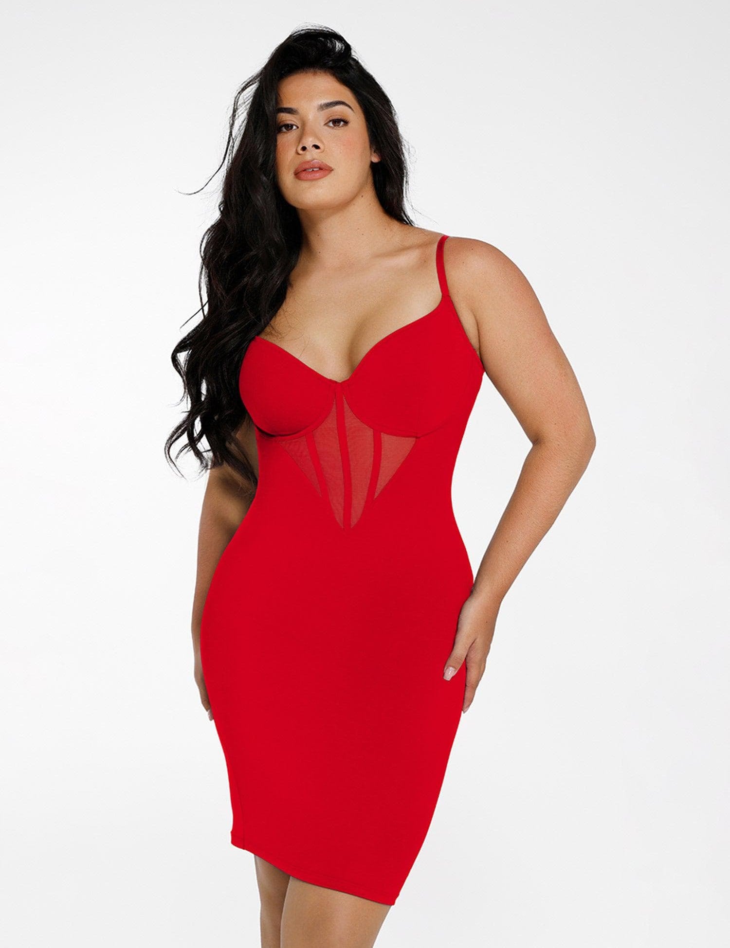  XS The Shapewear Dress Midi with Mesh Detail