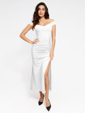 Popilush® Bodycon Party Summer Cocktail Gown White / XS The Shapewear Dress Off Shoulder Split Maxi