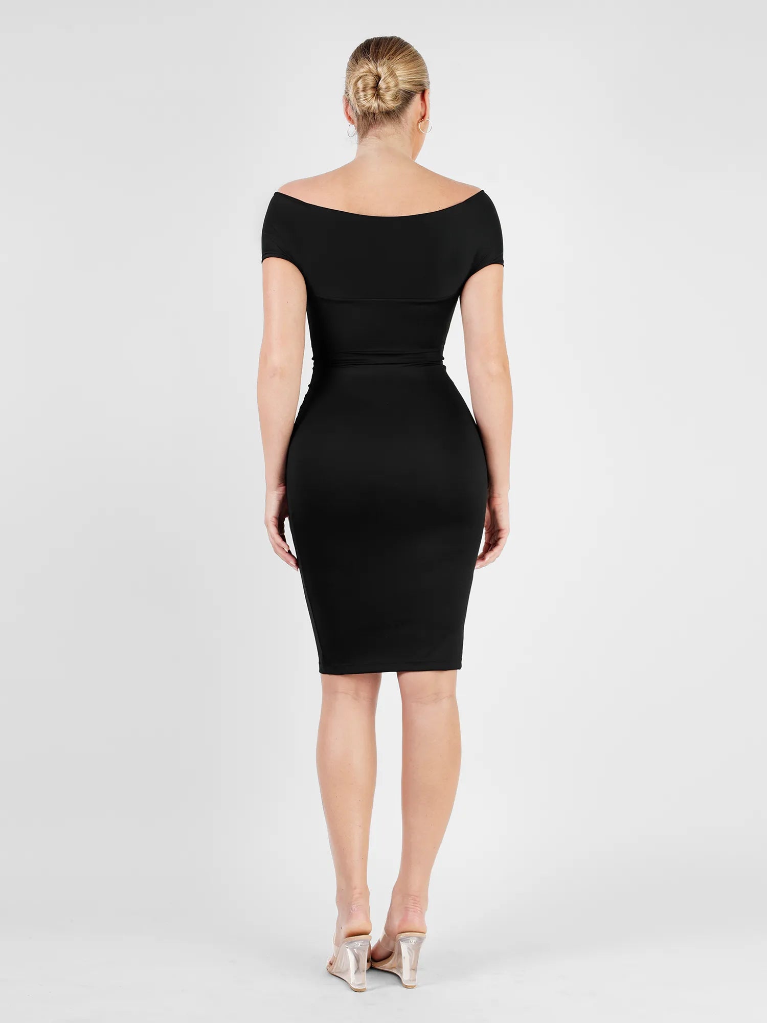 Popilush® Formal Bodycon Party Summer Dress The Shapewear Dress Off Shoulder V-Neck Ruched Midi