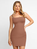 Popilush® Bodycon Summer Dress Light Brown / S Built-In Shapewear Wide Straps Mini Lounge Dress