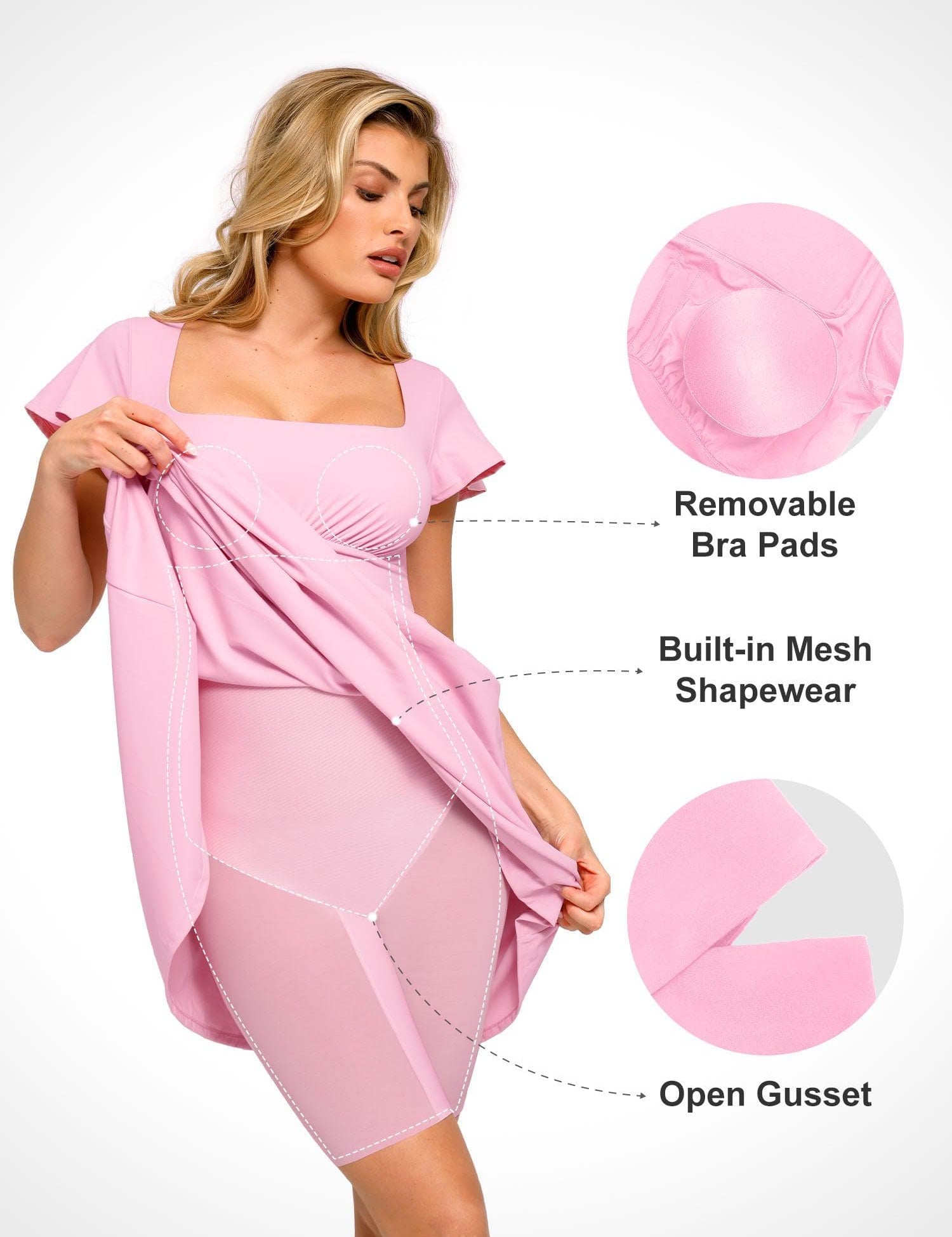 Popilush® Casual Daily Dress Built-In Shapewear A-Line Midi Dresses