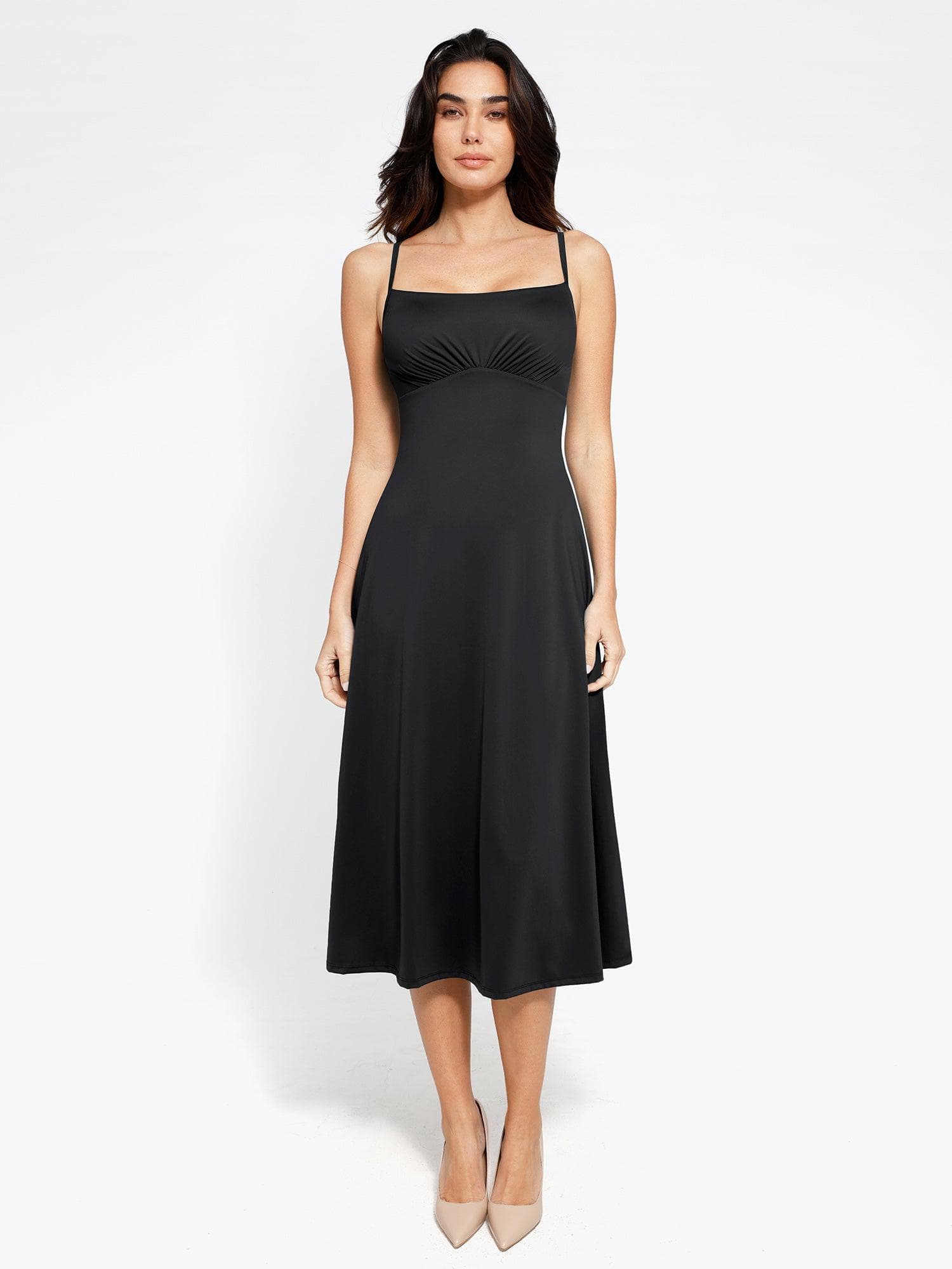 Popilush® Built-In Shapewear A-Line Midi Dress