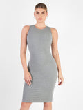 Popilush® Bodycon Summer Dress Grey / XS The Shapewear Dress Crew Neck Sleeveless Midi