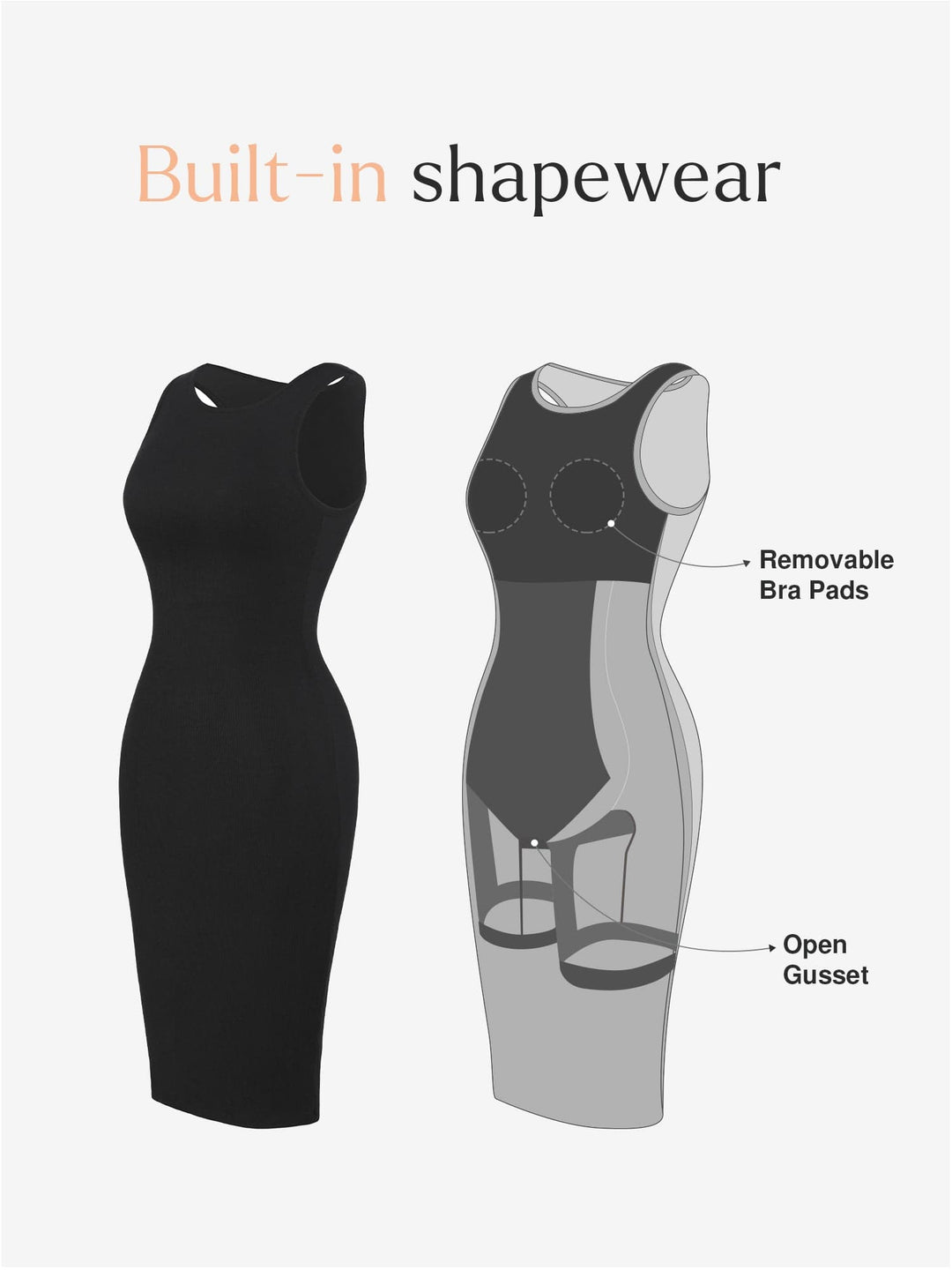 Popilush® Bodycon Dress Built-in Shapewear Modal Multi-style Dresses