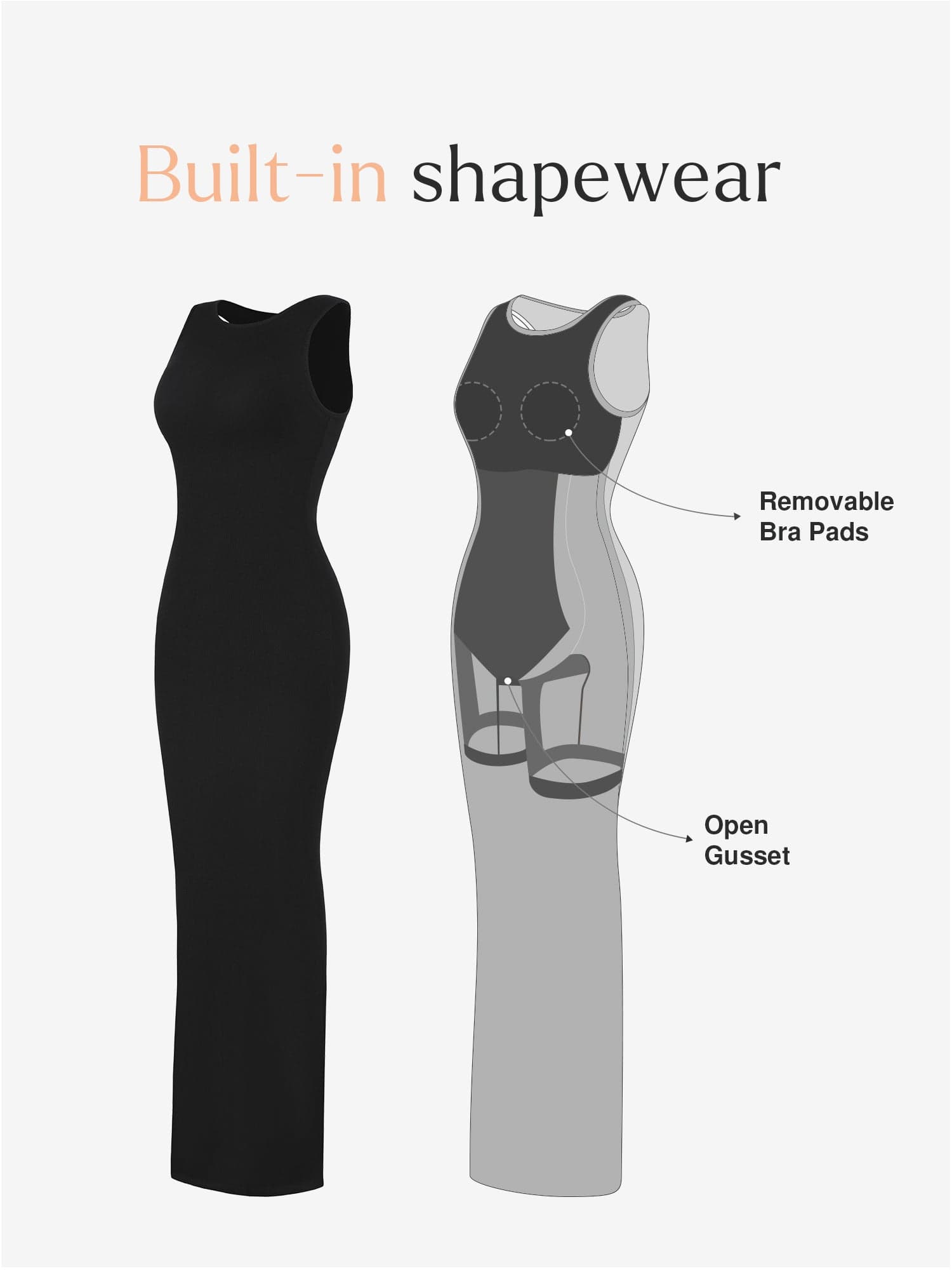 Popilush® Bodycon Dress Built-in Shapewear Modal Multi-style Dresses