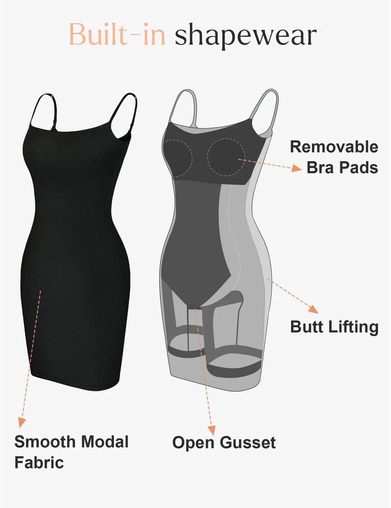 Popilush® Bodycon Dress Built-In Shapewear Modal Soft Lounge Dresses