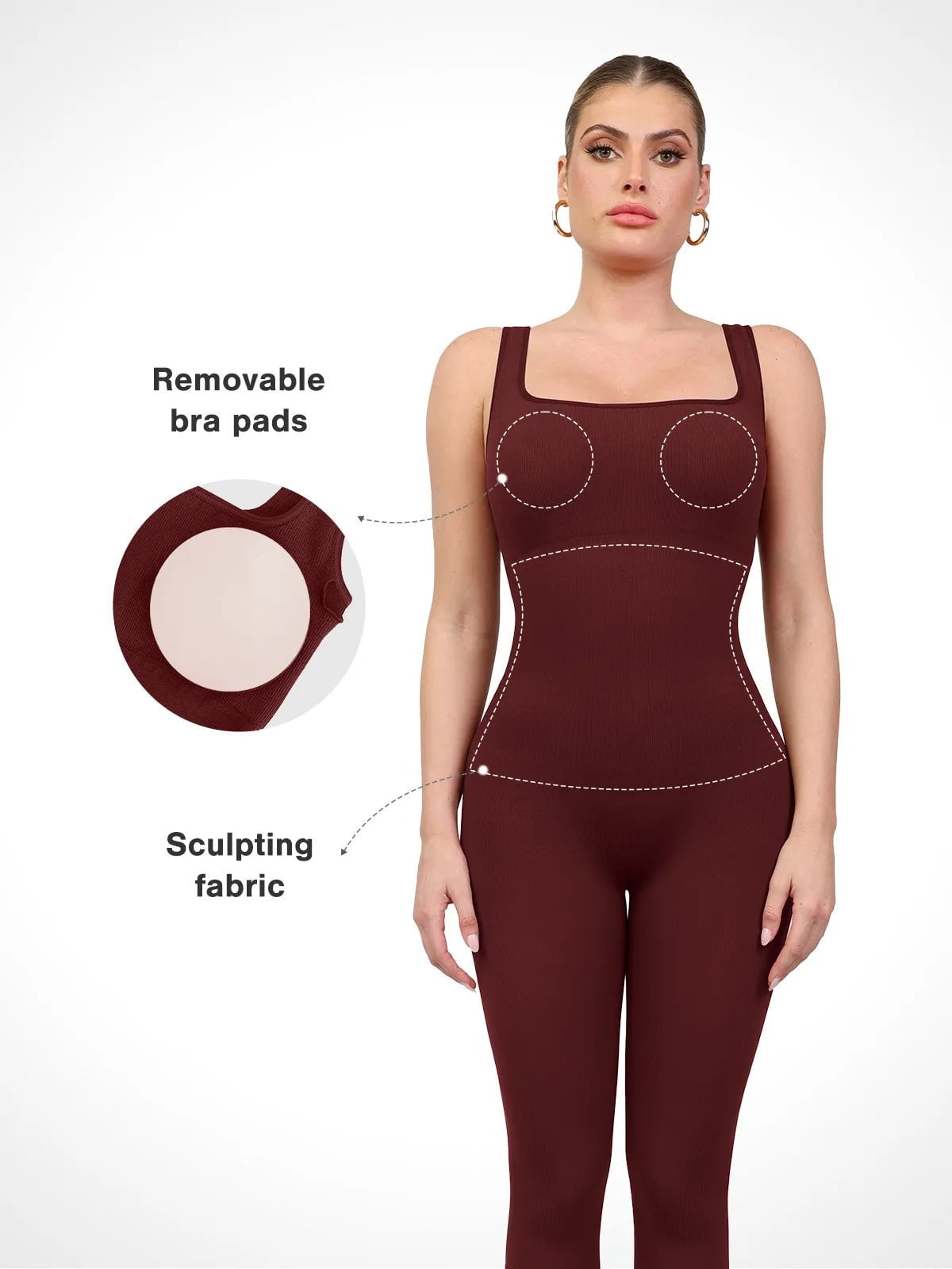 Popilush® Yoga Activewear Jumpsuit The Shapewear Jumpsuit Seamless Square Neck One Piece Sport