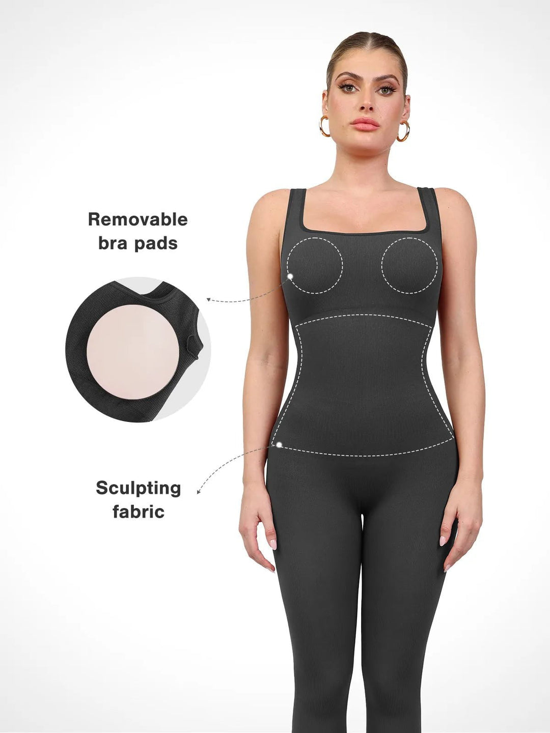 Popilush? Yoga Activewear Jumpsuit The Shapewear Jumpsuit Seamless Square Neck One Piece Sport